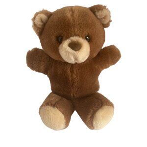 Vtg Russ Berrie Brown Teddy Bear Plush Stuffed Animal Toy 6.5” Hand Held